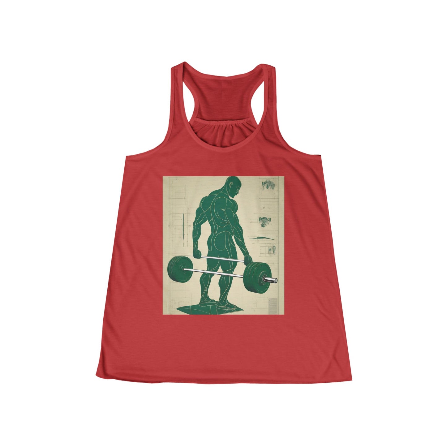 boostlete-recovery-progress-scene-deadlift-3d-blueprint-0236 — Women's Flowy Racerback Tank (B+C 8800)