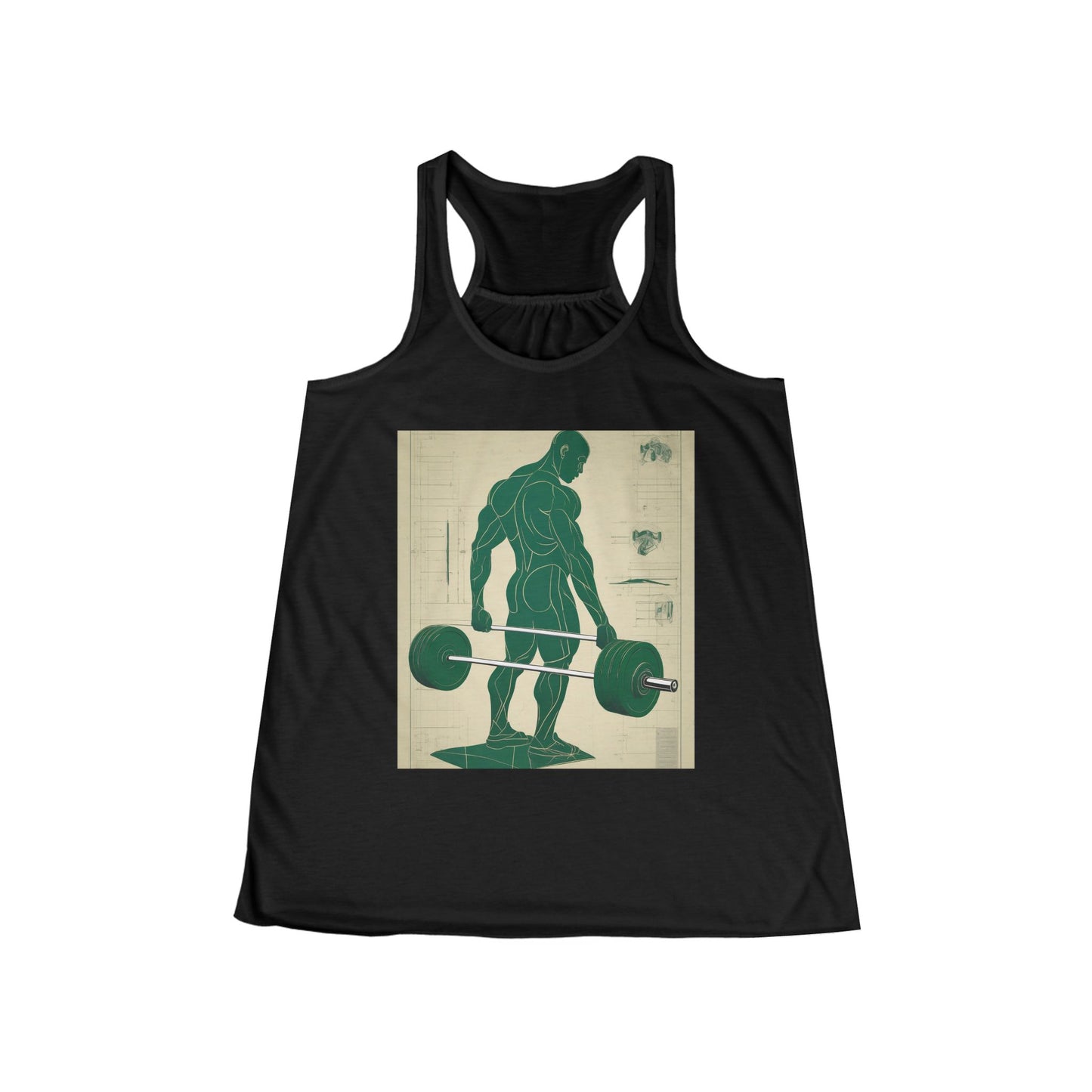 boostlete-recovery-progress-scene-deadlift-3d-blueprint-0236 — Women's Flowy Racerback Tank (B+C 8800)