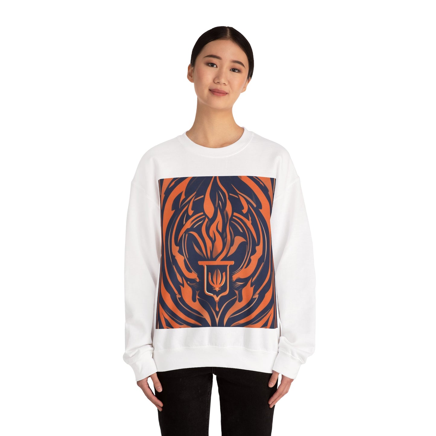 boostlete-quiet-power-icon-flame-duotone-athletic-0158 — Unisex Heavy Blend Crewneck Sweatshirt (Gildan)
