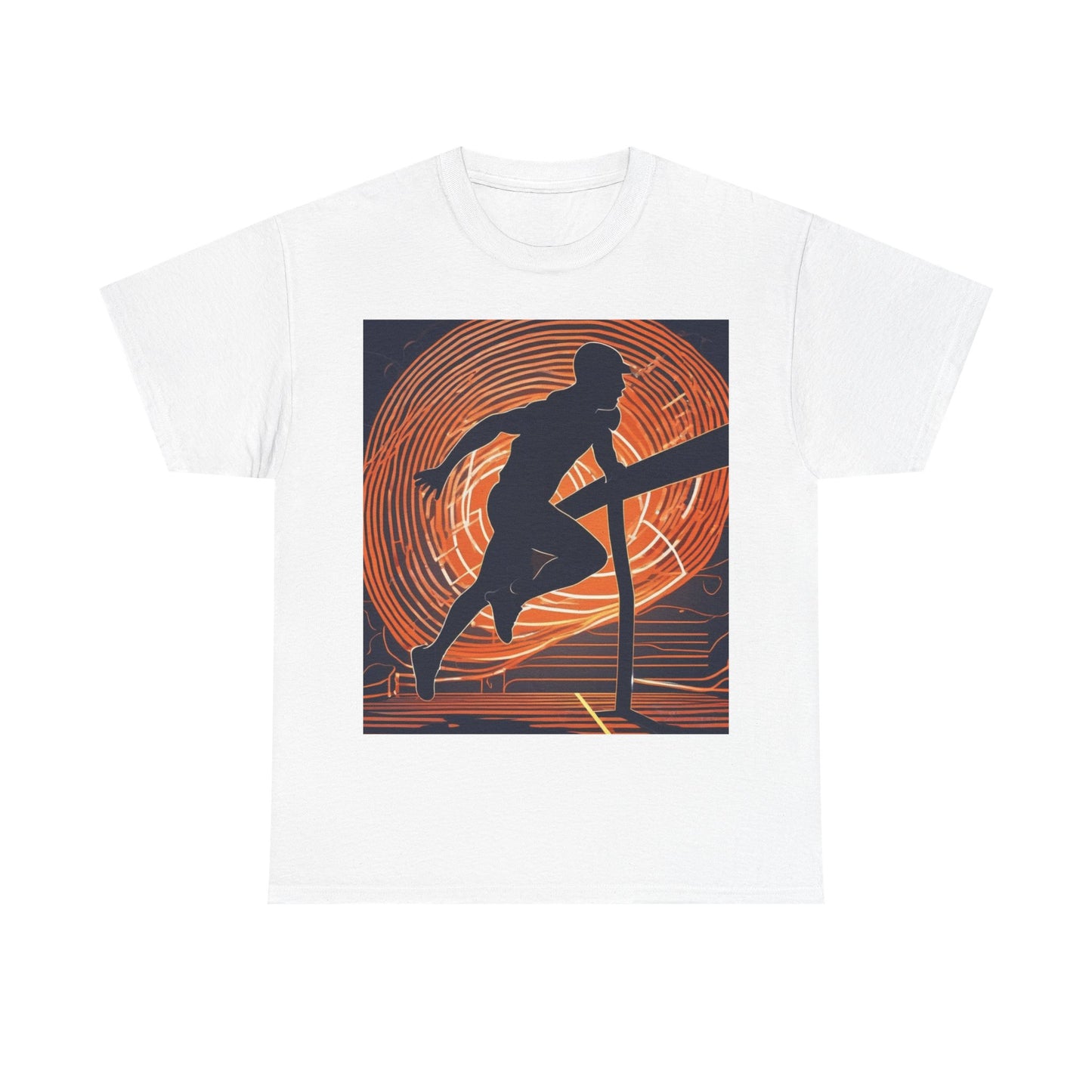 boostlete-iron-intent-scene-hurdler-neon-modern-0264 — Unisex Heavy Cotton Tee (Gildan 5000)