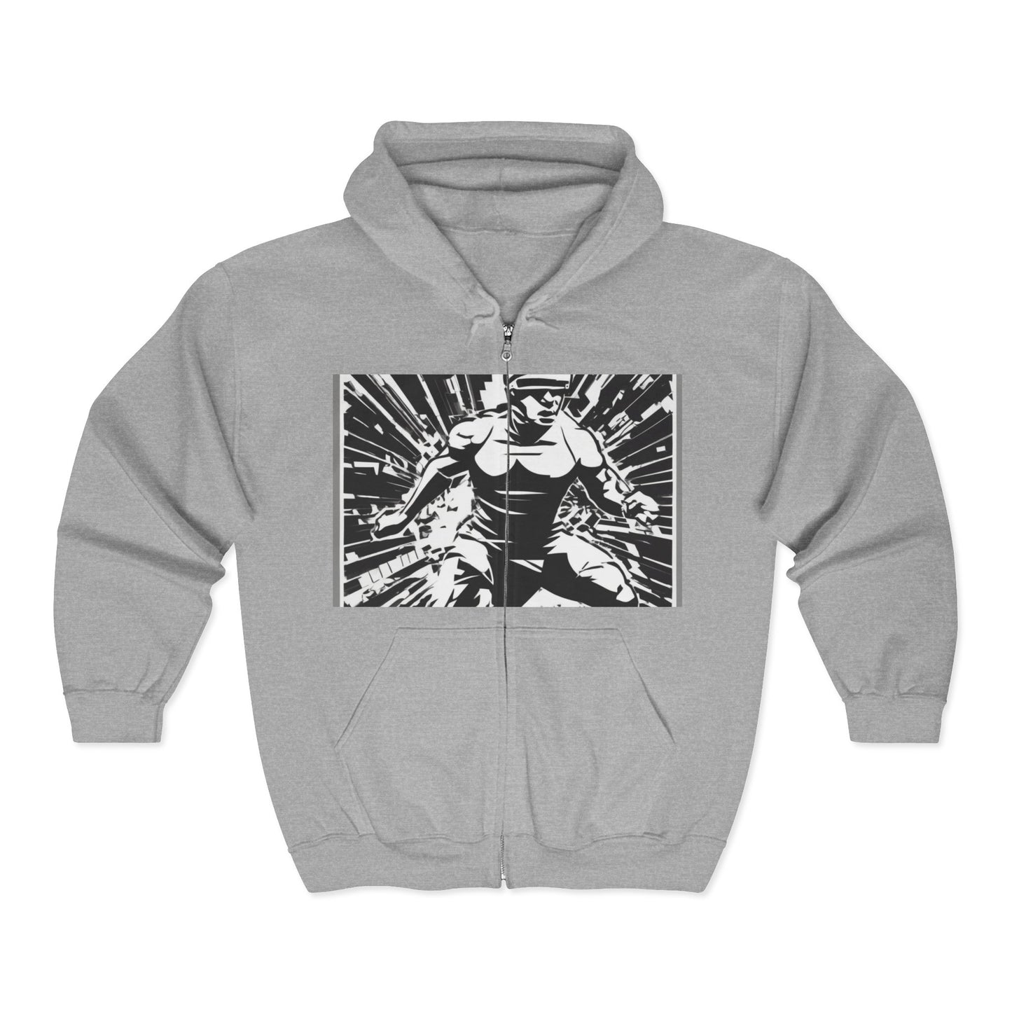 boostlete-field-day-scene-sprinter-halftone-bold-0148 — Unisex Heavy Blend Full-Zip Hooded Sweatshirt