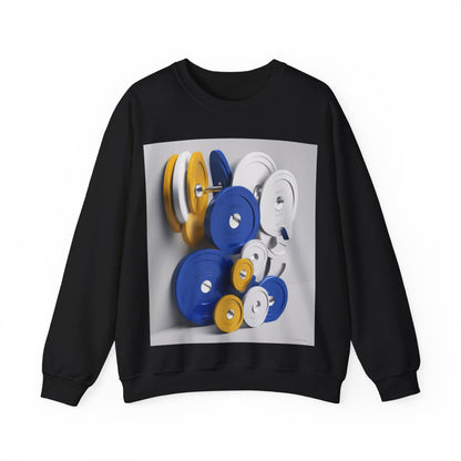 boostlete-field-day-icon-barbell-offset-geometric-0150 — Unisex Heavy Blend Crewneck Sweatshirt (Gildan)