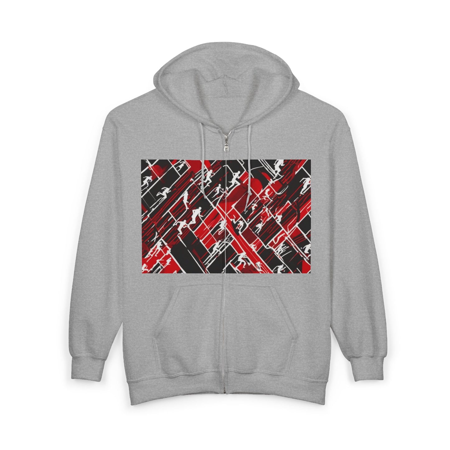 boostlete-pr-season-scene-marathoner-outline-modern-0124 — Unisex Heavy Blend Full-Zip Hooded Sweatshirt