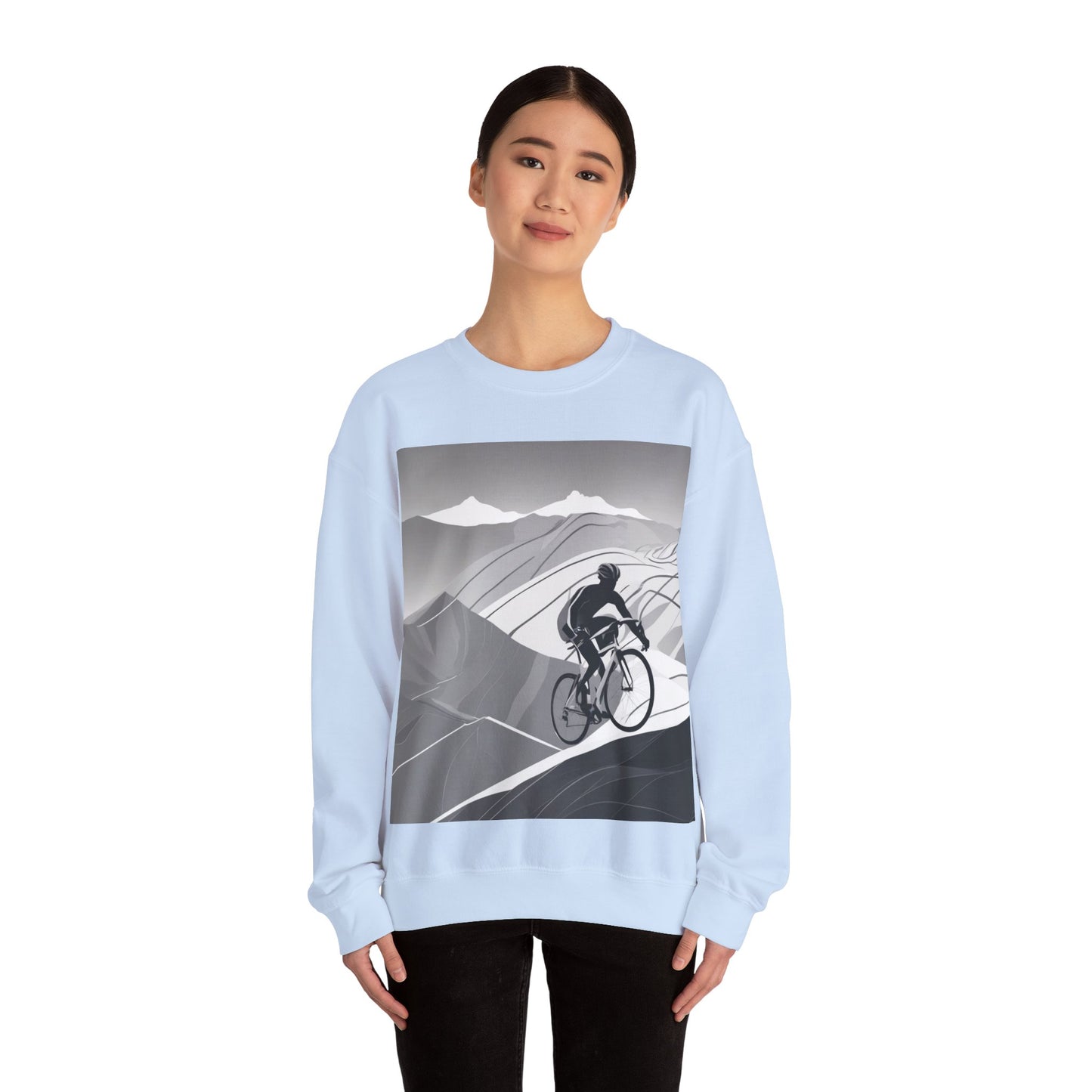 boostlete-recovery-progress-scene-cyclist-motion-vector-0808 — Unisex Heavy Blend Crewneck (G18000)