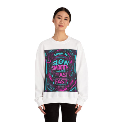 boostlete-recovery-progress-type-slow-is-smooth-smooth-is-fast-banner-engraved-0181 — Unisex Heavy Blend Crewneck Sweatshirt (Gildan)
