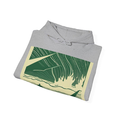 boostlete-mile-by-mile-icon-swimmer-motion-isometric-0078 — Unisex Heavy Blend Hooded Sweatshirt (Gildan)