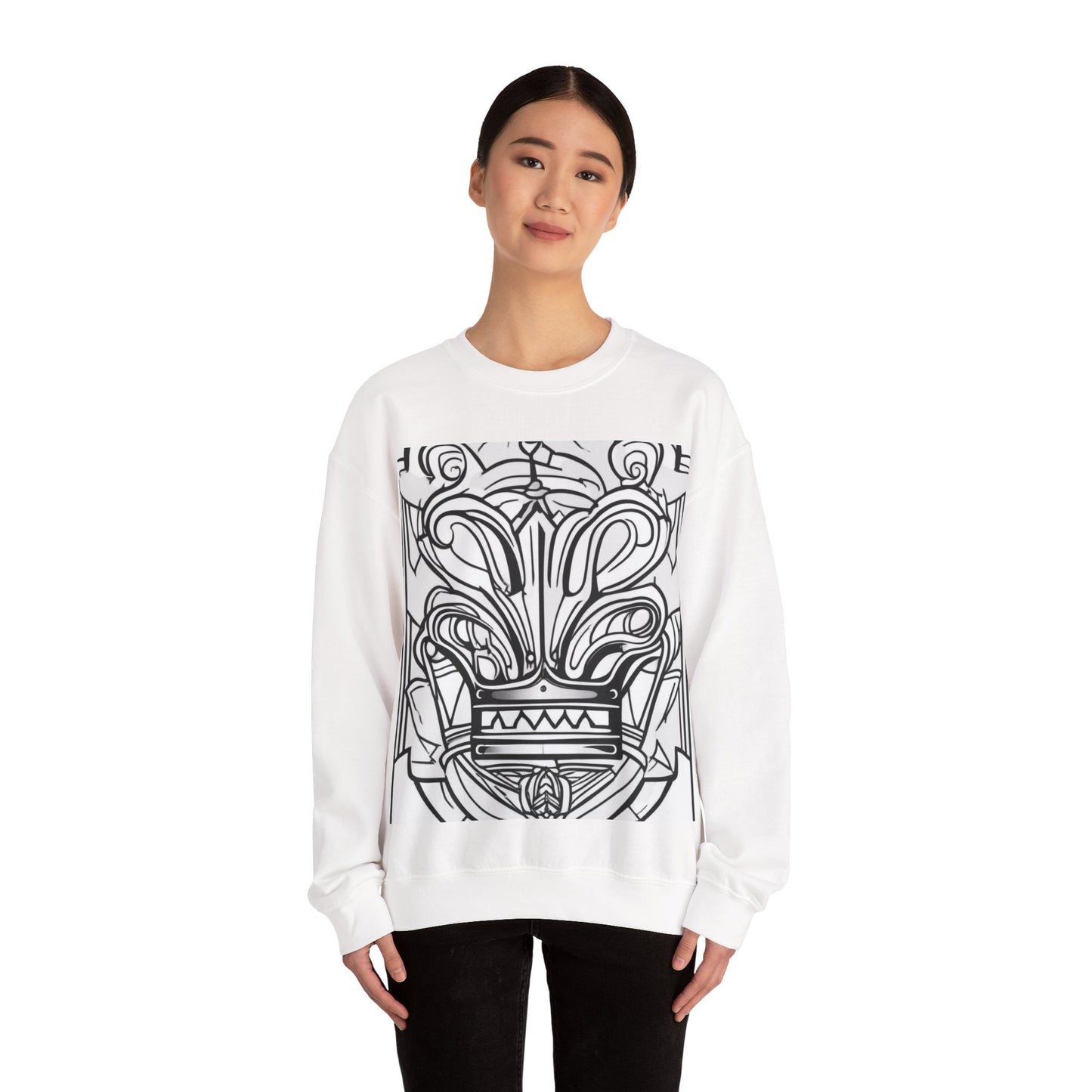 boostlete-boost-mode-icon-crown-offset-line-art-0190 — Unisex Heavy Blend Crewneck Sweatshirt (Gildan)