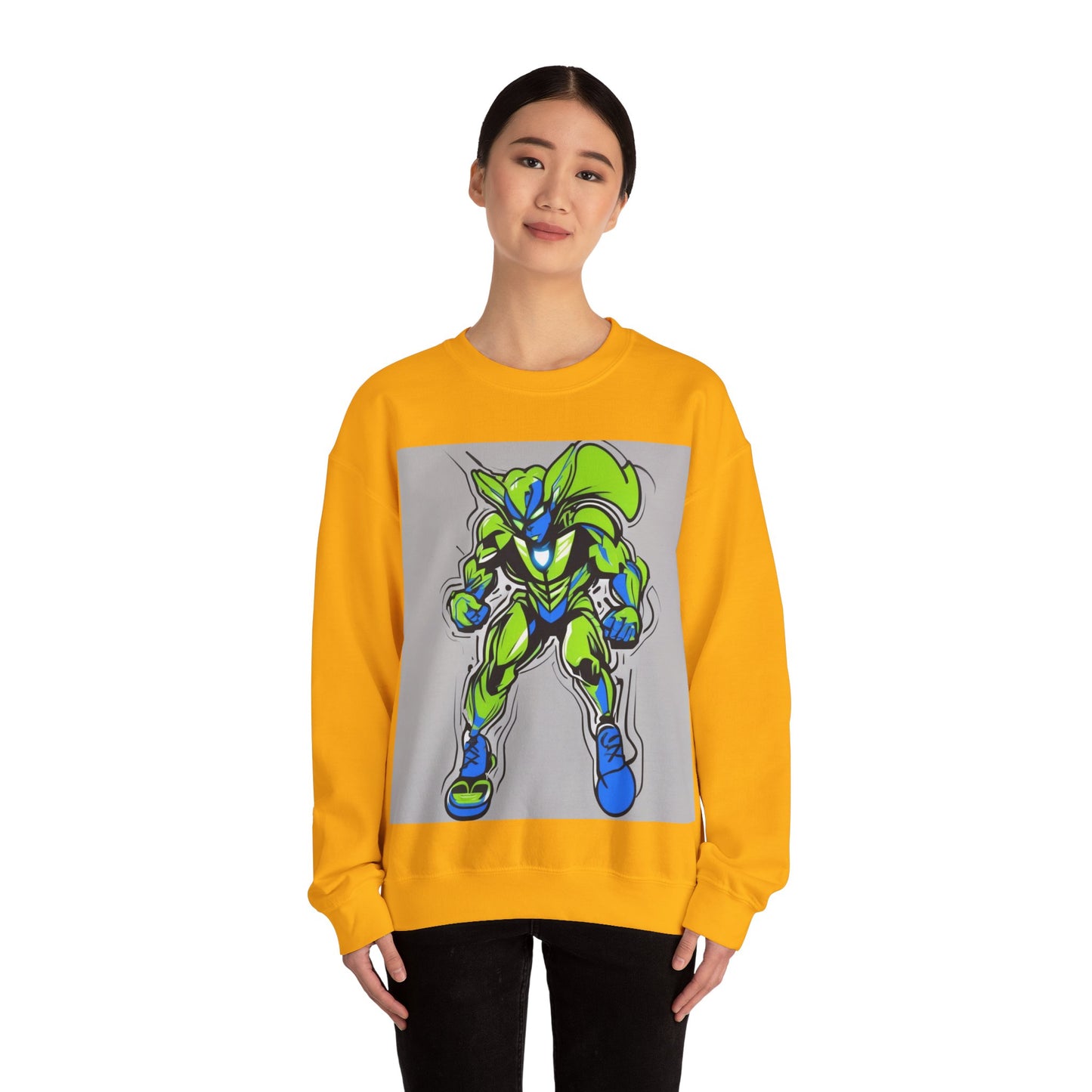 boostlete-quiet-power-type-boost-mode-on-outline-over-solid-modern-0741 — Unisex Heavy Blend Crewneck (G18000)
