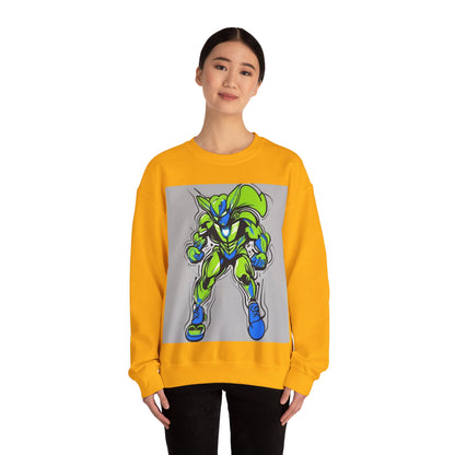 boostlete-quiet-power-type-boost-mode-on-outline-over-solid-modern-0741 — Unisex Heavy Blend Crewneck (G18000)