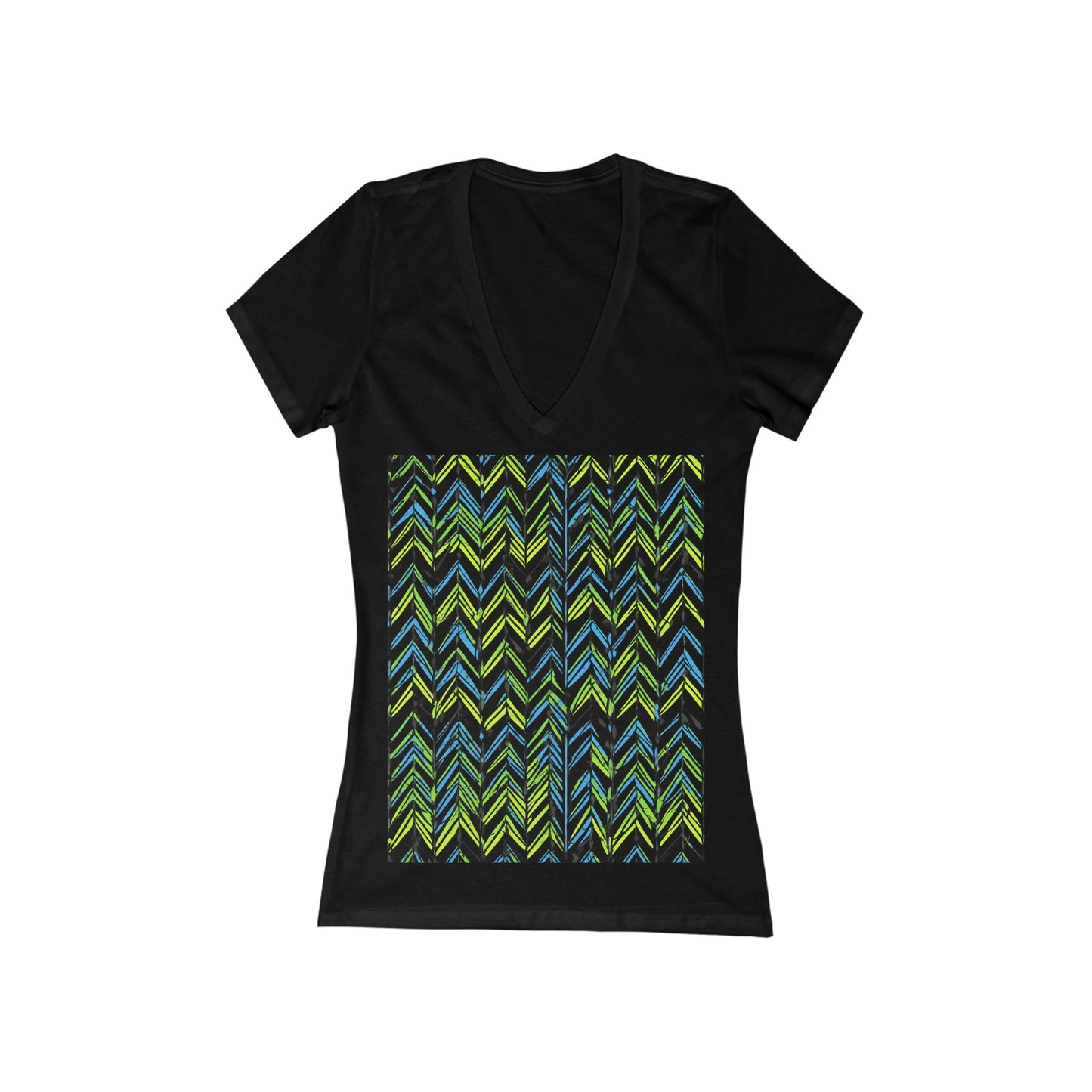 boostlete-mile-by-mile-pattern-chevron-monoline-0051 — Women's Deep V-Neck Tee (B+C 6035)