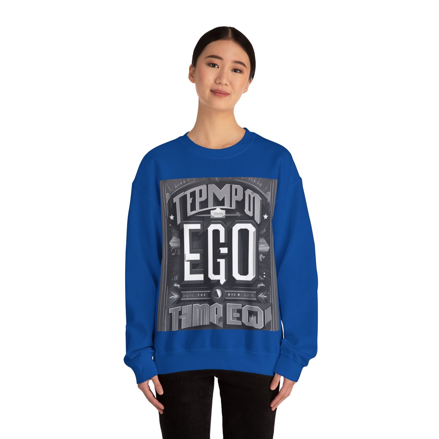 boostlete-mile-by-mile-type-tempo-over-ego-banner-modern-0093 — Unisex Heavy Blend Crewneck Sweatshirt (Gildan)