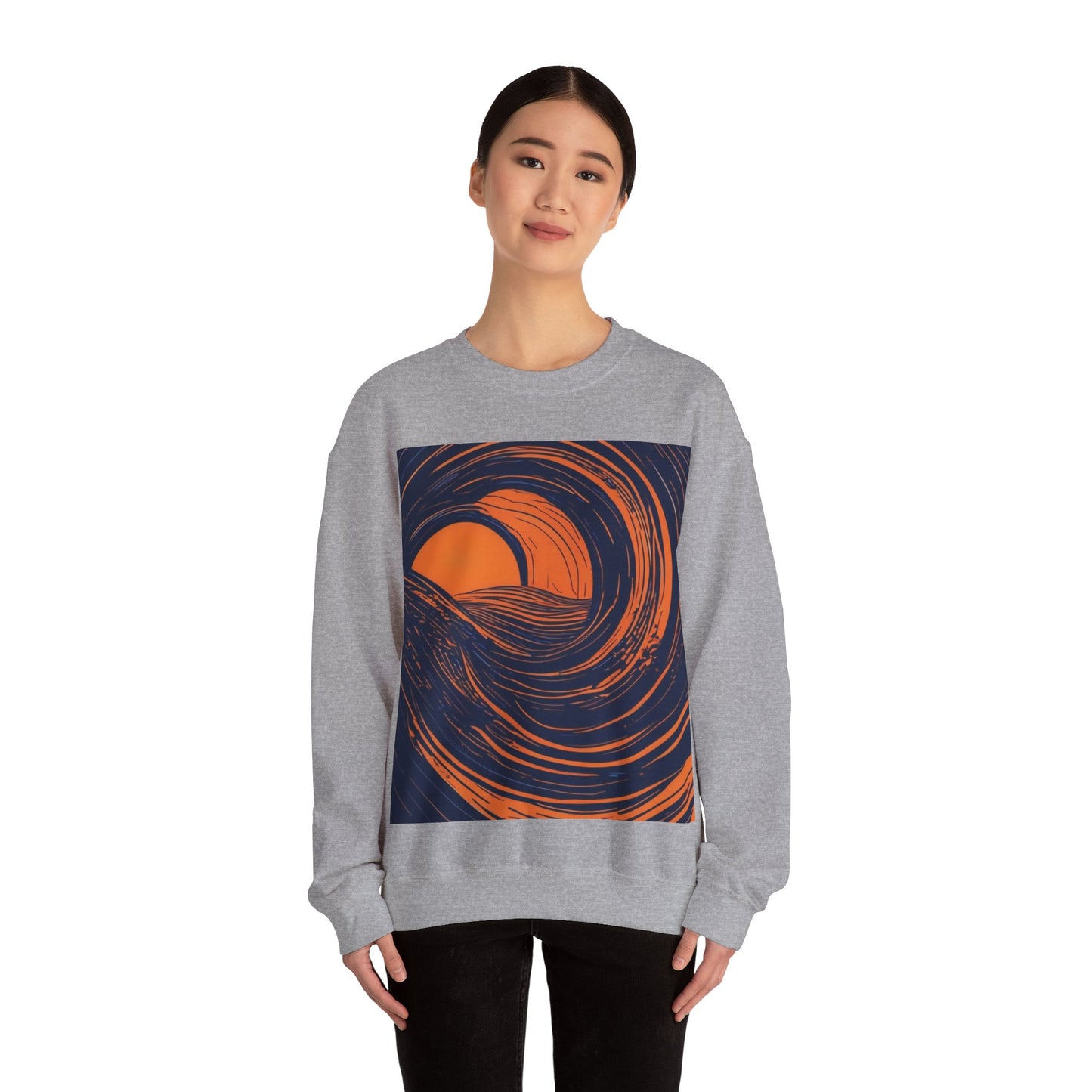 boostlete-rise-grind-icon-sunrise-speed-line-art-0202 — Unisex Heavy Blend Crewneck Sweatshirt (Gildan)