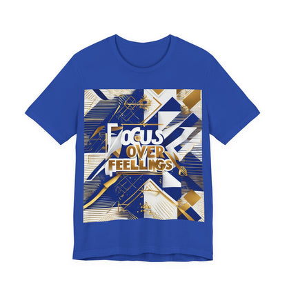 boostlete-am-crew-type-focus-over-feelings-banner-geometric-0169 — Unisex Jersey Short Sleeve (B+C 3001)