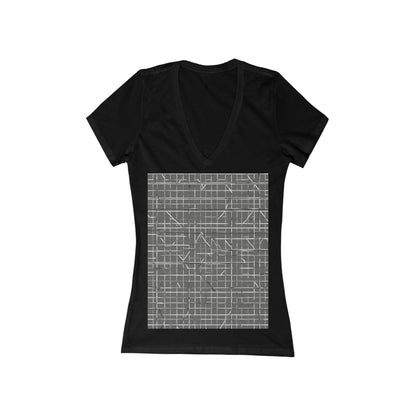boostlete-rise-grind-pattern-plate-number-monoline-0291 — Women's Deep V-Neck Tee (B+C 6035)