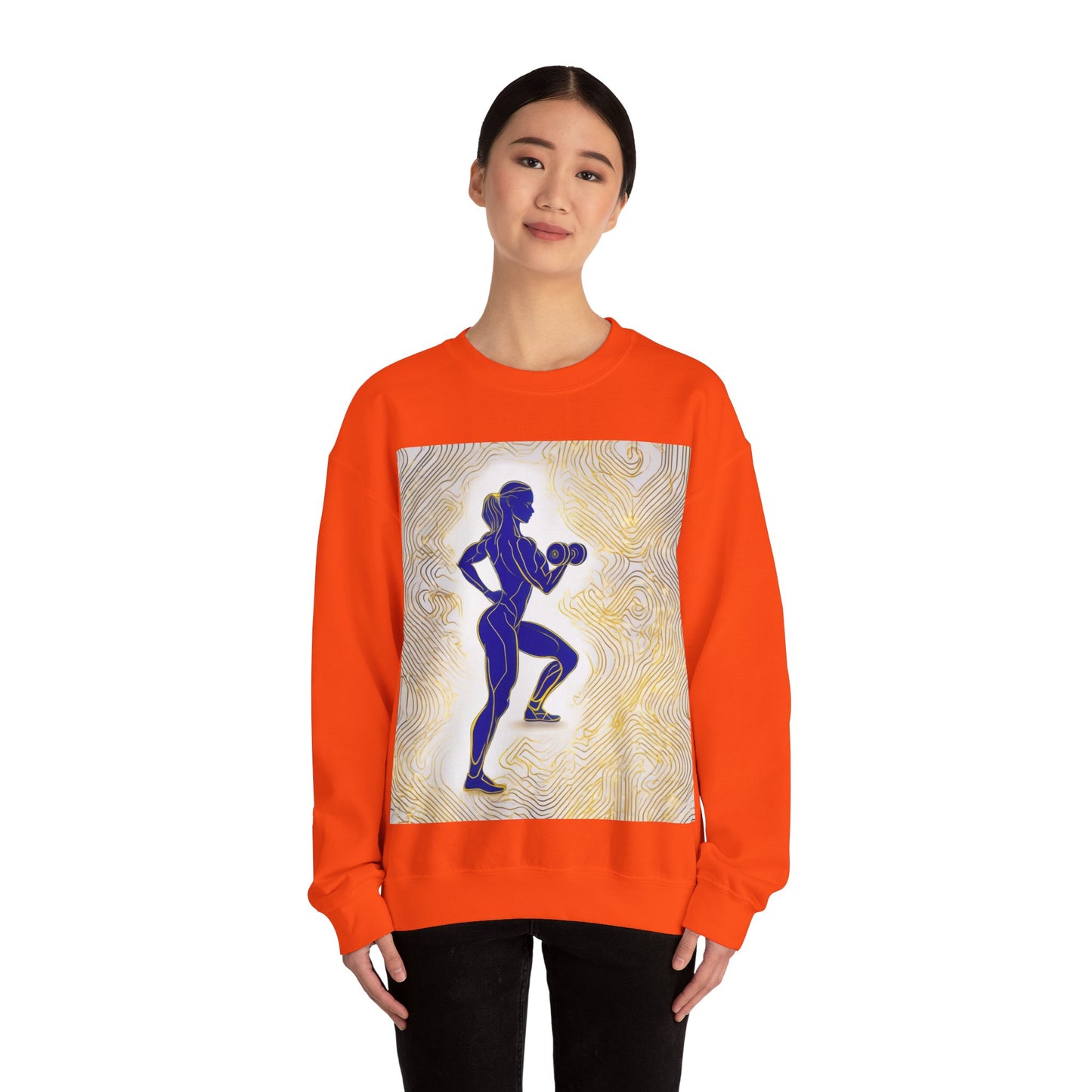 boostlete-iron-intent-scene-lunge-neon-line-art-0392 — Unisex Heavy Blend Crewneck (G18000)