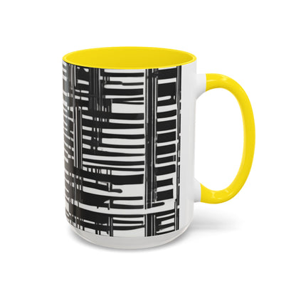 boostlete-iron-intent-pattern-barcode-line-art-0599 — Accent Mug 11/15oz