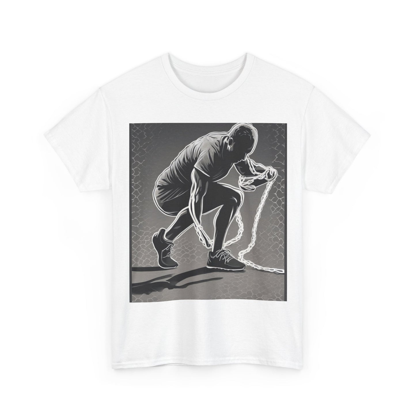 boostlete-recovery-progress-scene-runner-halftone-engraved-0068 — Unisex Heavy Cotton Tee (Gildan 5000)
