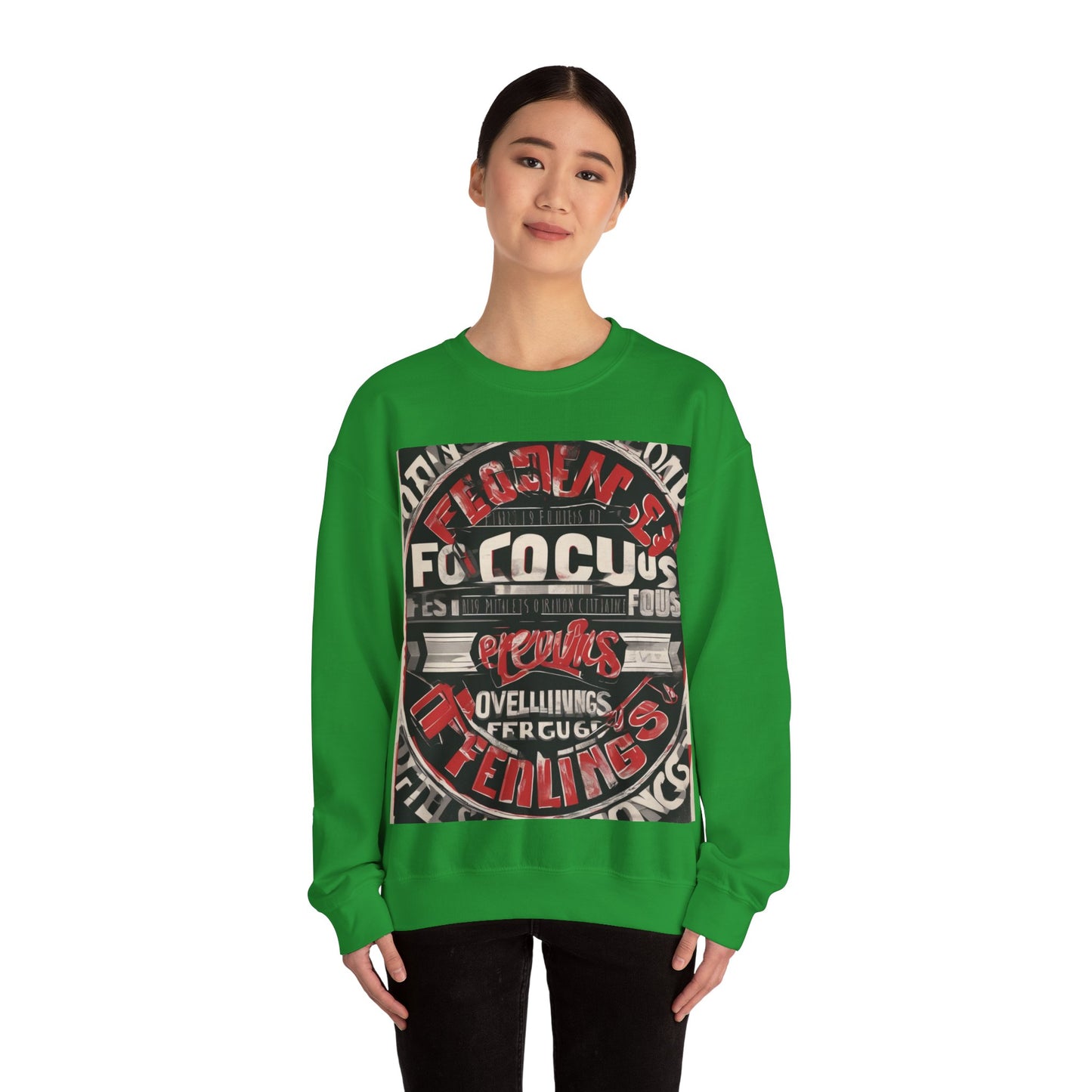 boostlete-mile-by-mile-type-focus-over-feelings-split-retro-0841 — Unisex Heavy Blend Crewneck (G18000)