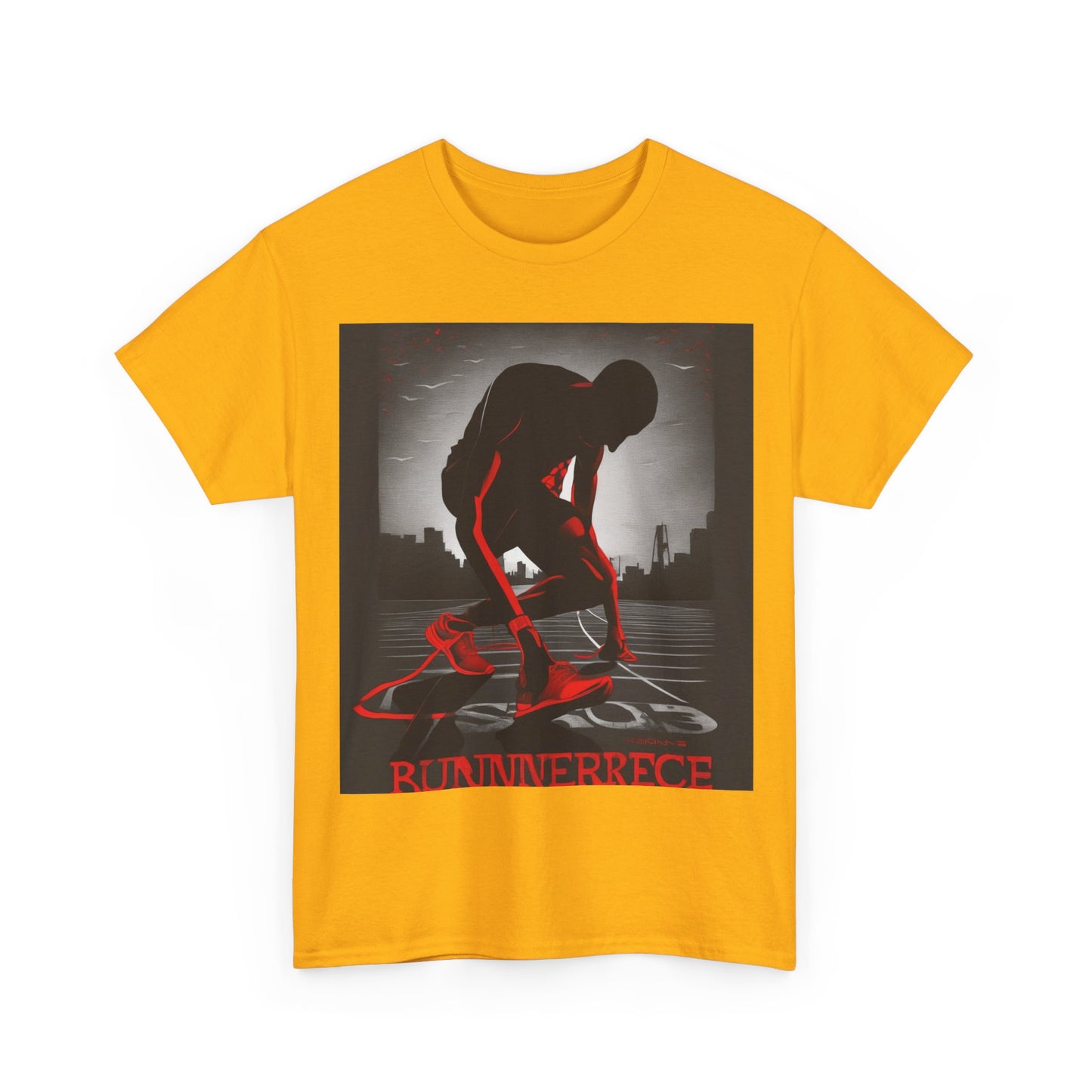 boostlete-mile-by-mile-scene-runner-grainy-bold-0168 — Unisex Heavy Cotton Tee (Gildan 5000)