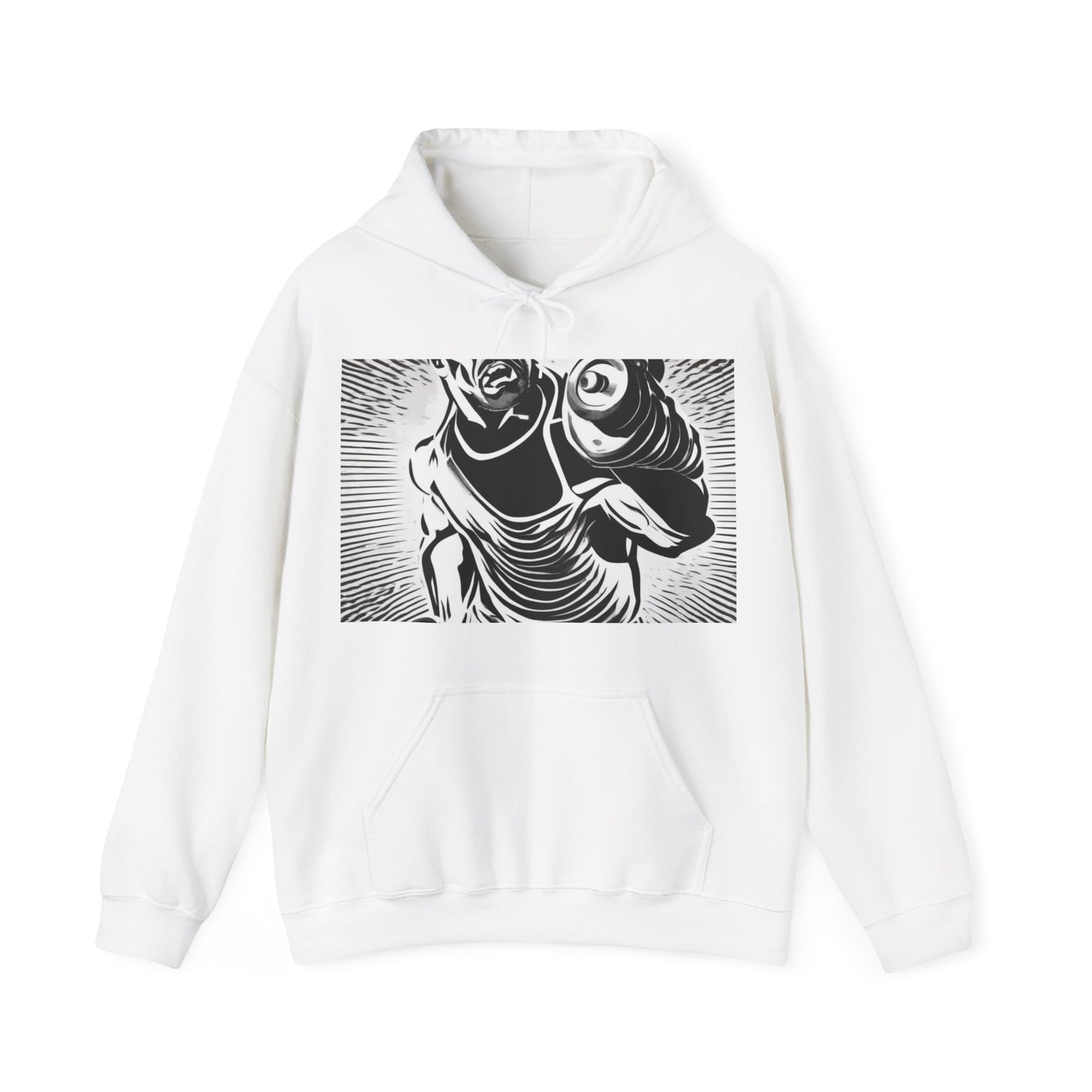 boostlete-pr-season-scene-lunge-halftone-engraved-0096 — Unisex Heavy Blend Hooded Sweatshirt (Gildan)