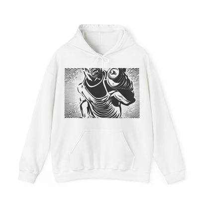 boostlete-pr-season-scene-lunge-halftone-engraved-0096 — Unisex Heavy Blend Hooded Sweatshirt (Gildan)