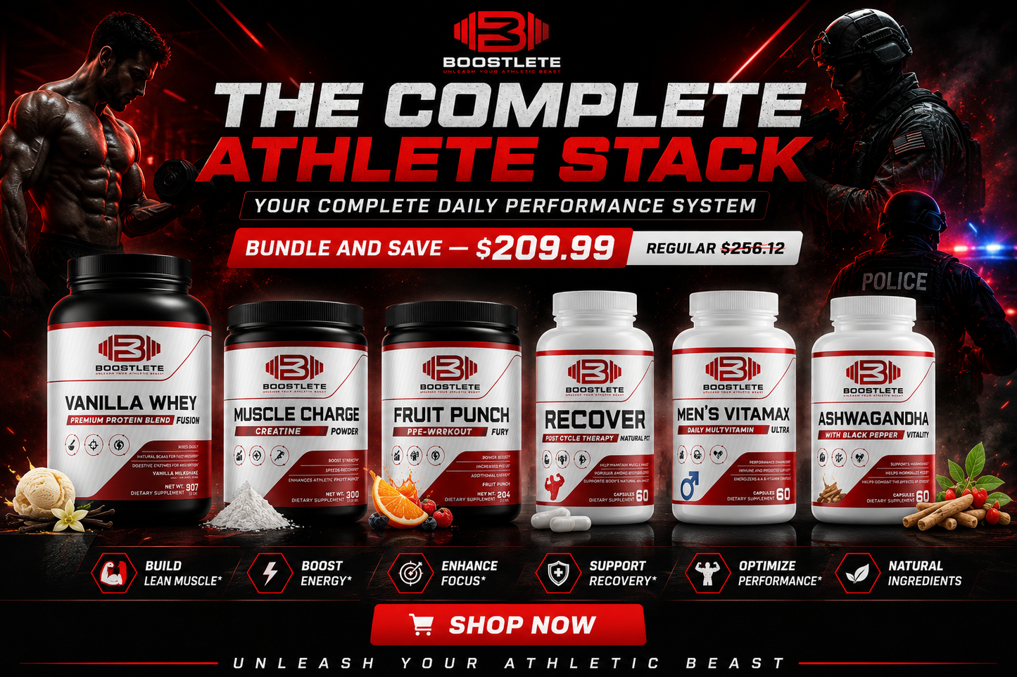 The Complete Athlete Stack — Full Daily Supplement Bundle | Boostlete