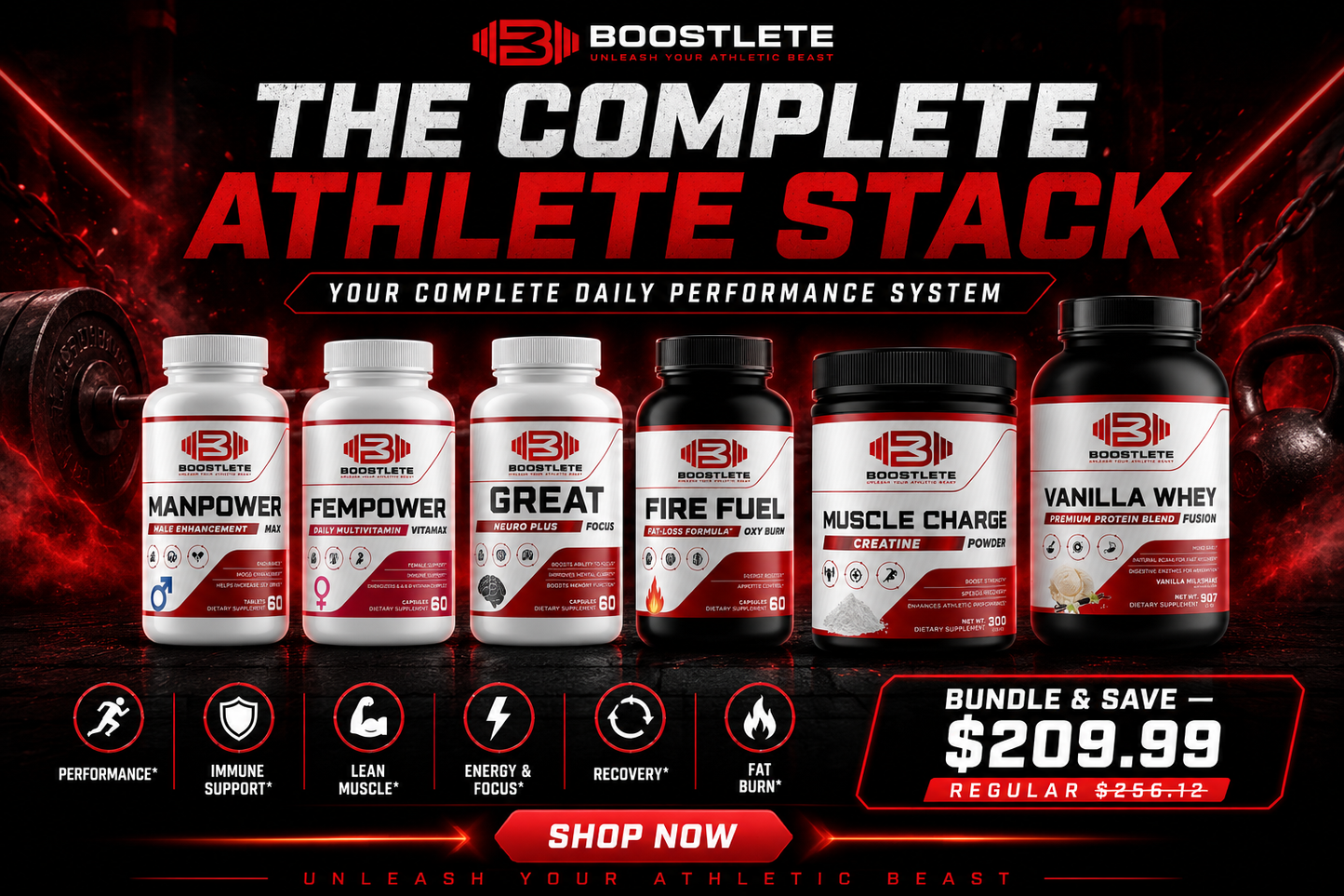The Complete Athlete Stack — Full Daily Supplement Bundle | Boostlete
