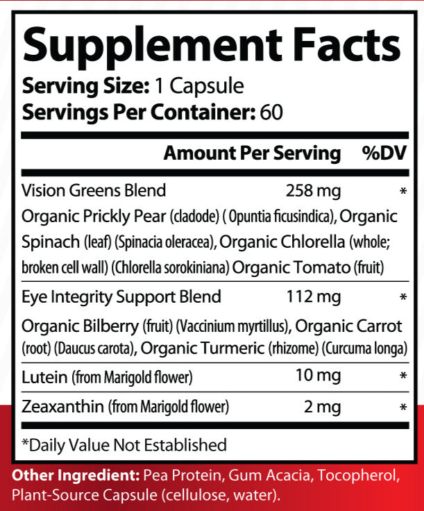 Boostlete Zulu Sight – Vision & Eye Support Supplement with Lutein, Zeaxanthin, Bilberry & Greens Blend – 60 Capsules