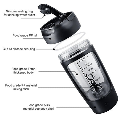 Electric Protein Shaker Cup with Powder Storage